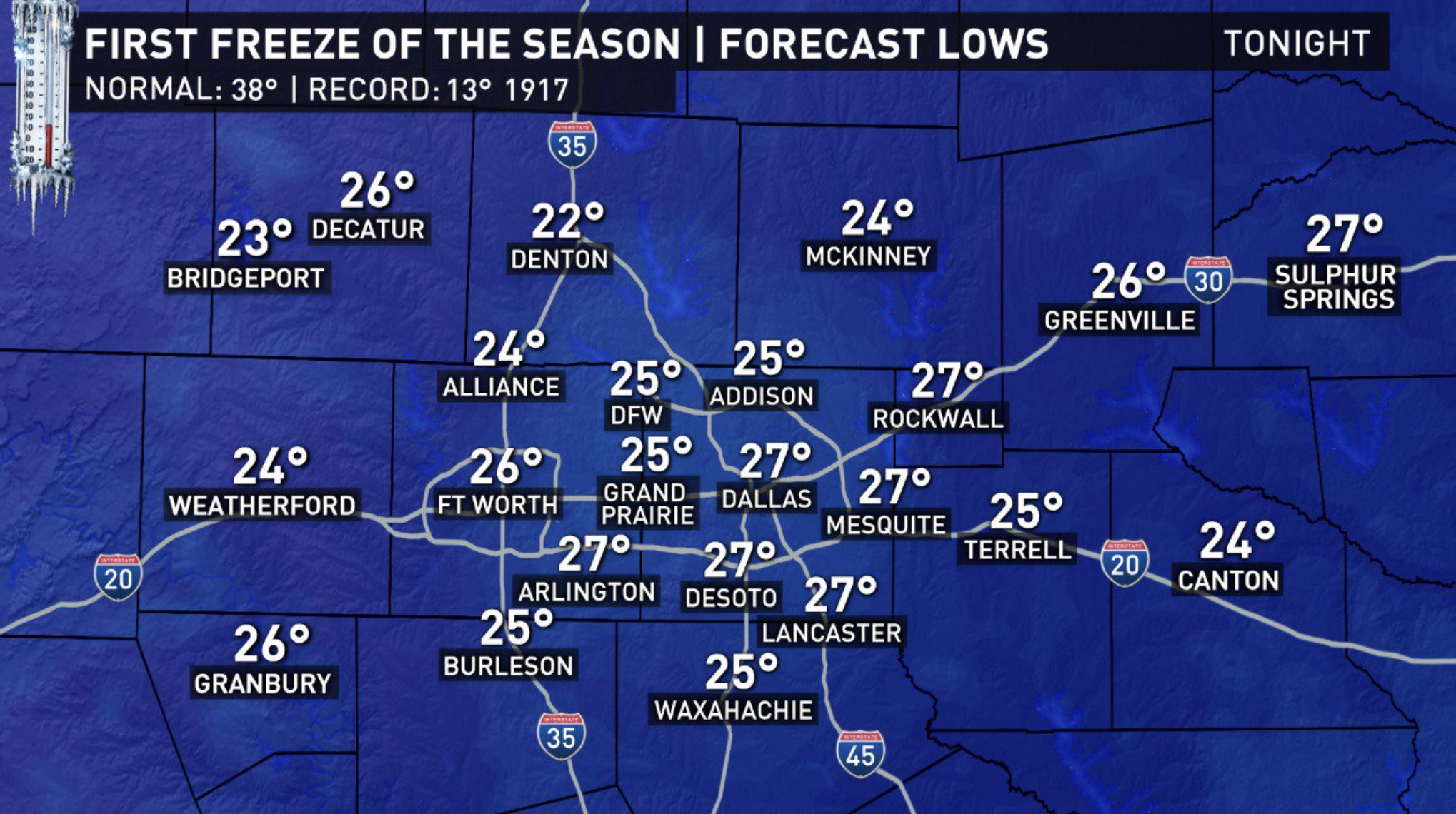 First freeze of the year hits North Texas ️